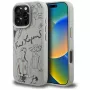 Karl Lagerfeld Grained Pattern & Logo MagSafe puzdro pre Apple iPhone 16 Pro, sivá