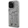 Karl Lagerfeld Grained Pattern & Logo MagSafe puzdro pre Apple iPhone 16 Pro, sivá