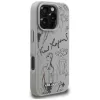 Karl Lagerfeld Grained Pattern & Logo MagSafe puzdro pre Apple iPhone 16 Pro, sivá