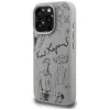 KARL LAGERFELD Grained Pattern & Logo MagSafe puzdro pre Apple iPhone 16 Pro Max - sivá