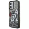 KARL LAGERFELD Liquid Glitter Choupette Logo puzdro pre iPhone 16, čierna