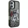 KARL LAGERFELD Liquid Glitter Choupette Logo puzdro pre iPhone 16, čierna