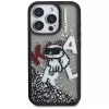 KARL LAGERFELD Liquid Glitter Choupette Logo puzdro pre iPhone 16 Pro, čierna
