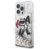 Karl Lagerfeld Liquid Glitter Choupette Logo puzdro pre Apple iPhone 16 Pro Max, transparentná