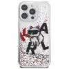 Karl Lagerfeld Liquid Glitter Choupette Logo puzdro pre Apple iPhone 16 Pro Max, transparentná
