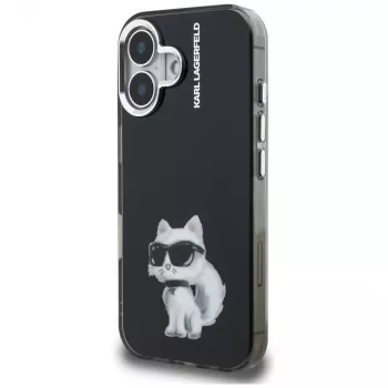 Karl Lagerfeld IML Aquarelle Choupette & Logo puzdro pre iPhone 16, čierna