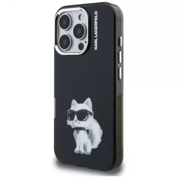 Karl Lagerfeld IML Aquarelle Choupette & Logo zadný kryt pre Apple iPhone 16 Pro, čierna