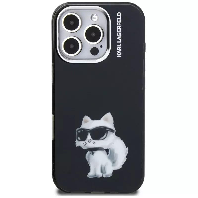 Karl Lagerfeld IML Aquarelle Choupette & Logo puzdro pre iPhone 16 Pro Max čierna
