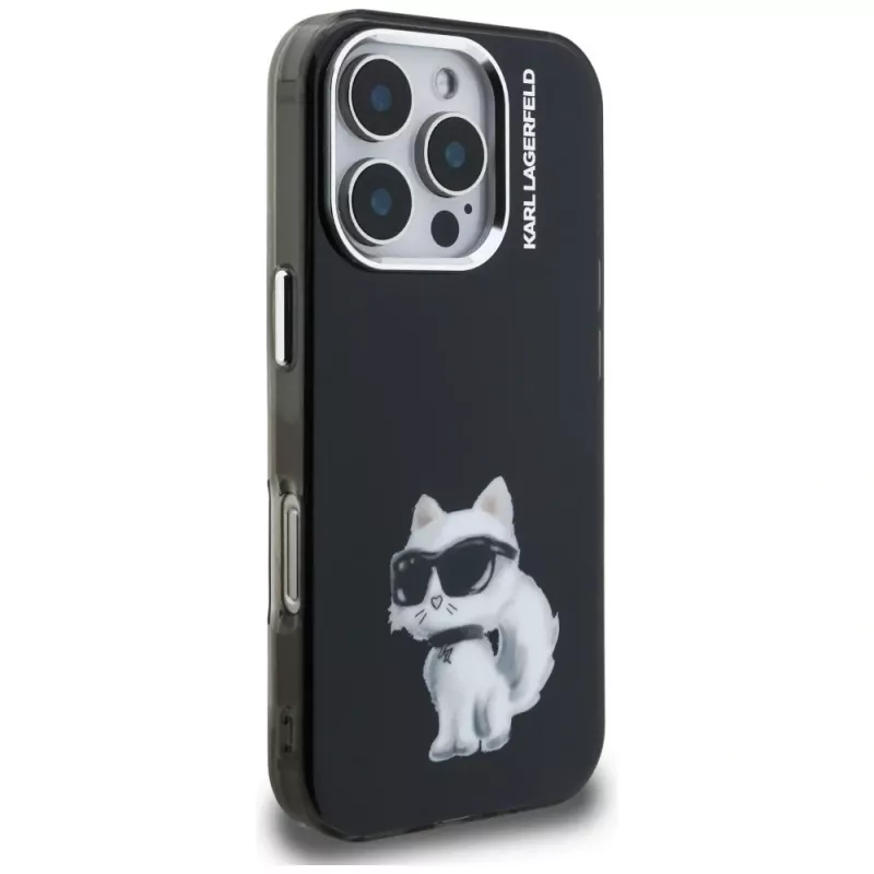 Karl Lagerfeld IML Aquarelle Choupette & Logo puzdro pre iPhone 16 Pro Max čierna