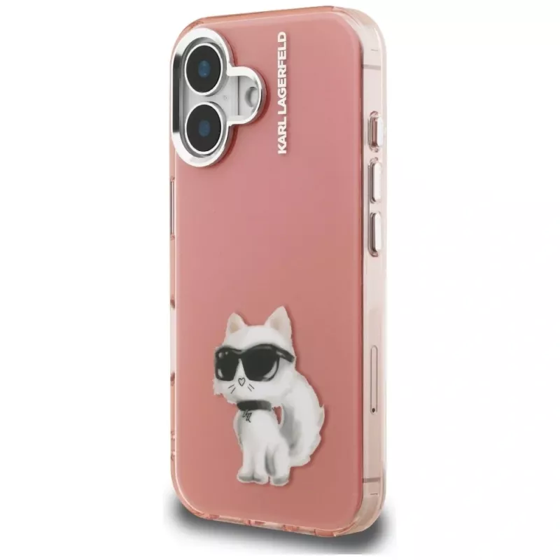 Karl Lagerfeld IML Aquarelle Choupette & Logo puzdro na telefón pre iPhone 16, ružová