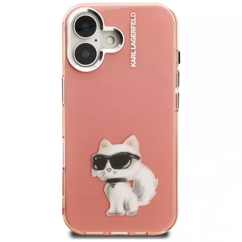 Karl Lagerfeld IML Aquarelle Choupette & Logo puzdro na telefón pre iPhone 16, ružová