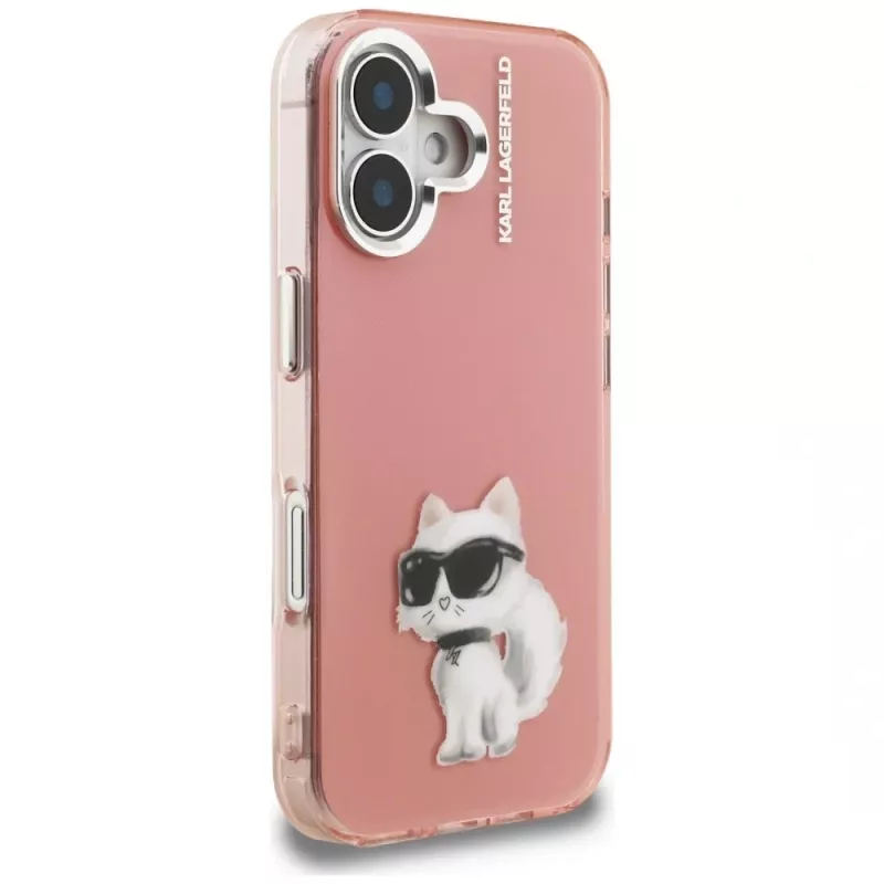 Karl Lagerfeld IML Aquarelle Choupette & Logo puzdro na telefón pre iPhone 16, ružová