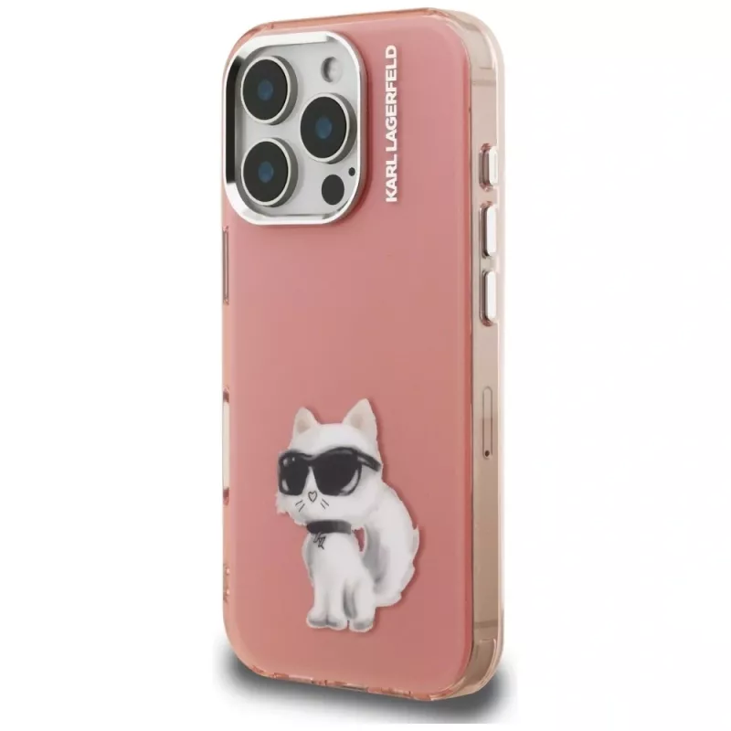 Karl Lagerfeld IML Aquarelle Choupette & Logo puzdro pre Apple iPhone 16 Pro, ružová