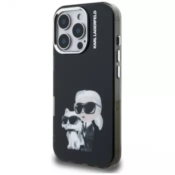 Karl Lagerfeld IML Aquarelle Karl & Choupette & Logo puzdro pre Apple iPhone 16 Pro Max, čierna