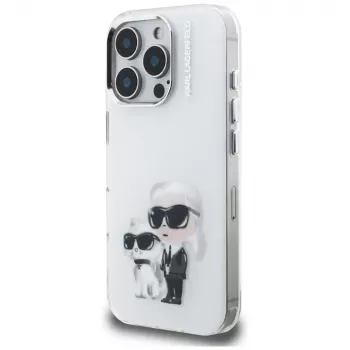 Karl Lagerfeld IML Aquarelle Karl & Choupette & Logo zadný kryt pre Apple iPhone 16 Pro, biela