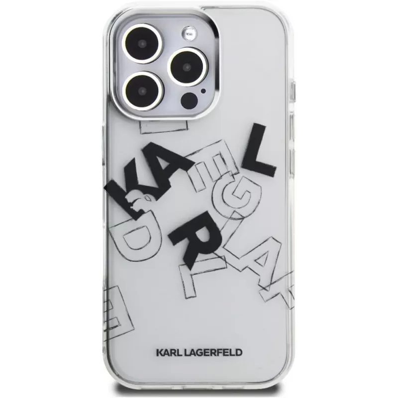 Karl Lagerfeld IML Sketched Graphic puzdro pre iPhone 16 Pro transparentná