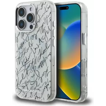 KARL LAGERFELD IML Karl ScriptPattern MagSafe puzdro pre Apple iPhone 16 Pro Max - biela