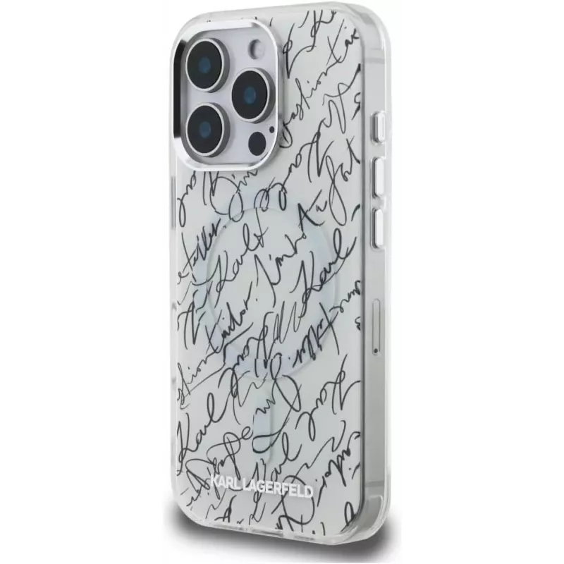 KARL LAGERFELD IML Karl ScriptPattern MagSafe puzdro pre Apple iPhone 16 Pro Max - biela