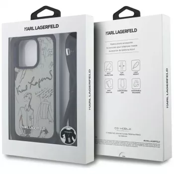 Karl Lagerfeld Crossbody puzdro s genarbovaným vzorom & logom pre iPhone 16 Pro Max, sivá