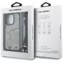 Karl Lagerfeld Crossbody puzdro s genarbovaným vzorom & logom pre iPhone 16 Pro Max, sivá