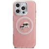Karl Lagerfeld IML Glitter Karl & Choupette Heads Logo MagSafe puzdro pre iPhone 16 Pro ružová