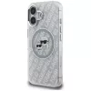 KARL LAGERFELD IML Glitter Karl & Choupette Heads Logo MagSafe puzdro pre iPhone 16, sivá