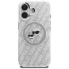 KARL LAGERFELD IML Glitter Karl & Choupette Heads Logo MagSafe puzdro pre iPhone 16, sivá