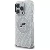 KARL LAGERFELD IML Glitter Karl & Choupette Heads Logo MagSafe puzdro pre iPhone 16 Pro sivá