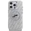 KARL LAGERFELD IML Glitter Karl & Choupette Heads Logo MagSafe puzdro pre iPhone 16 Pro sivá