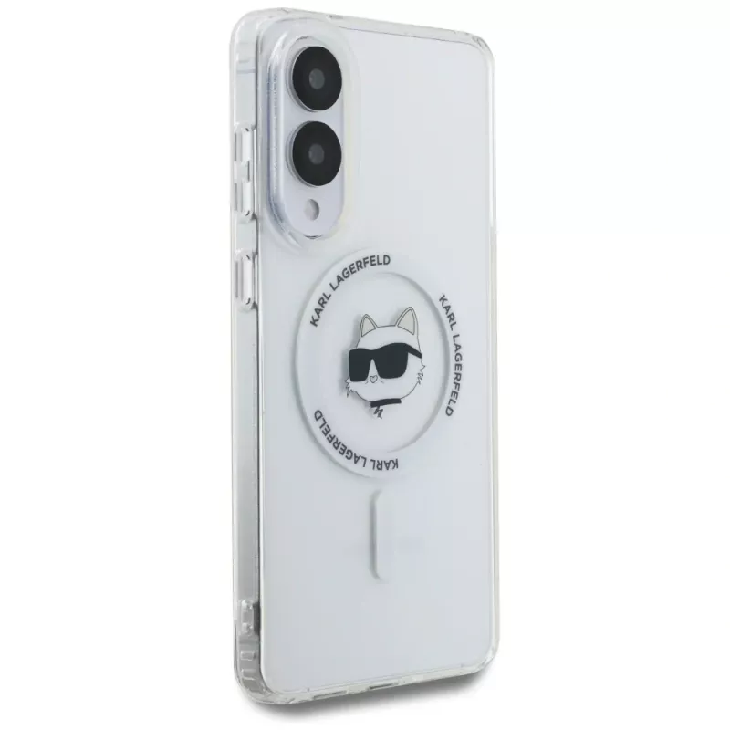 Karl Lagerfeld Button Choupette Head Printed Logo MagSafe puzdro pre Samsung Galaxy S25 Edge biela