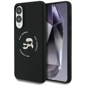 KARL LAGERFELD Silicone Double Heads and Circle MagSafe puzdro pre Samsung Galaxy S25 Edge, čierna