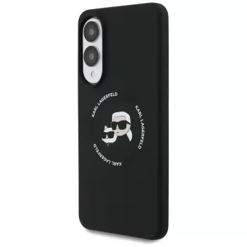 KARL LAGERFELD Silicone Double Heads and Circle MagSafe puzdro pre Samsung Galaxy S25 Edge, čierna