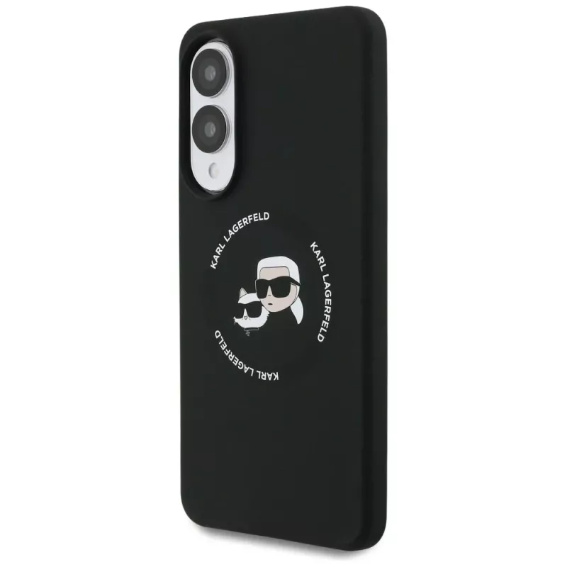 KARL LAGERFELD Silicone Double Heads and Circle MagSafe puzdro pre Samsung Galaxy S25 Edge, čierna