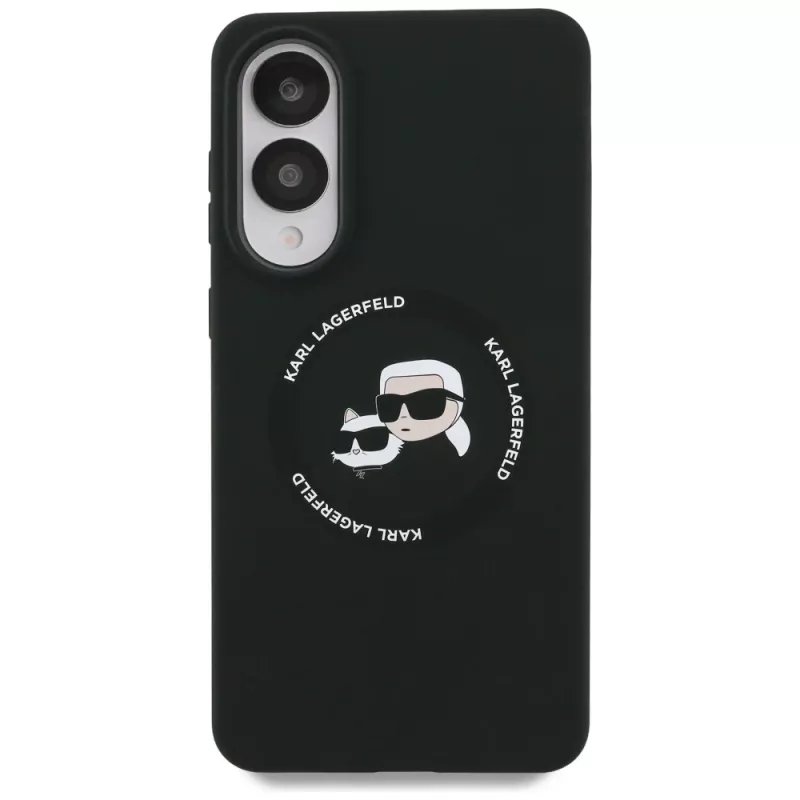 KARL LAGERFELD Silicone Double Heads and Circle MagSafe puzdro pre Samsung Galaxy S25 Edge, čierna
