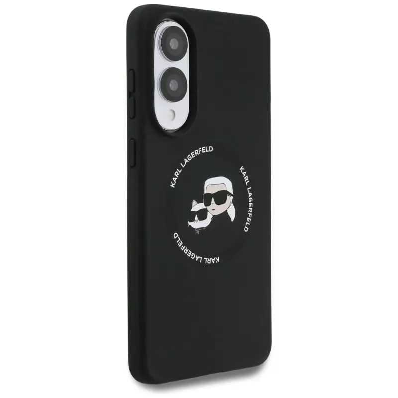 KARL LAGERFELD Silicone Double Heads and Circle MagSafe puzdro pre Samsung Galaxy S25 Edge, čierna