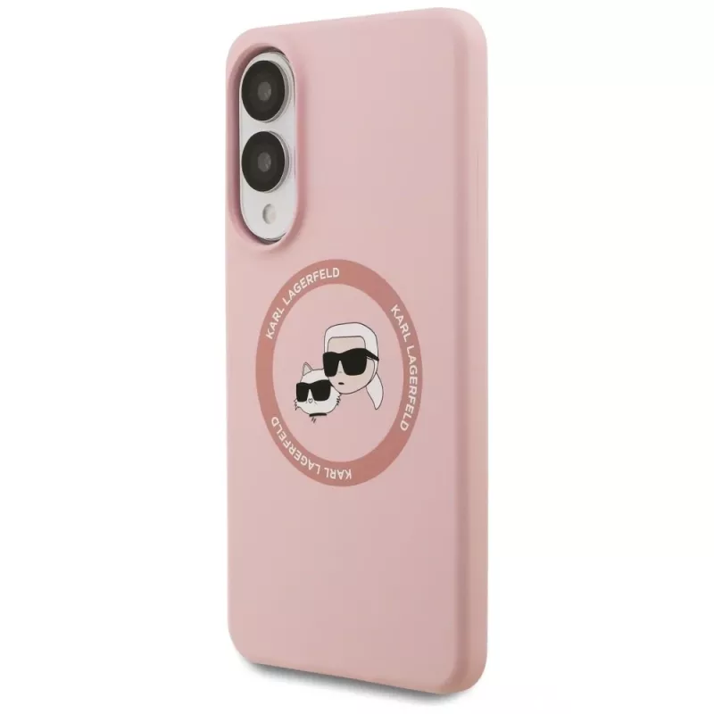 Karl Lagerfeld Silicone DoubleHeads And Circle MagSafe puzdro pre Samsung Galaxy S25 Edge ružová