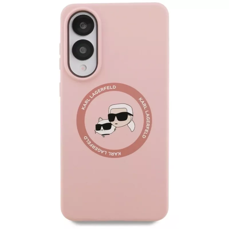 Karl Lagerfeld Silicone DoubleHeads And Circle MagSafe puzdro pre Samsung Galaxy S25 Edge ružová
