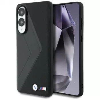 BMW Leder Oversized Stripes MagSafe puzdro pre Samsung Galaxy S25 Edge čierna