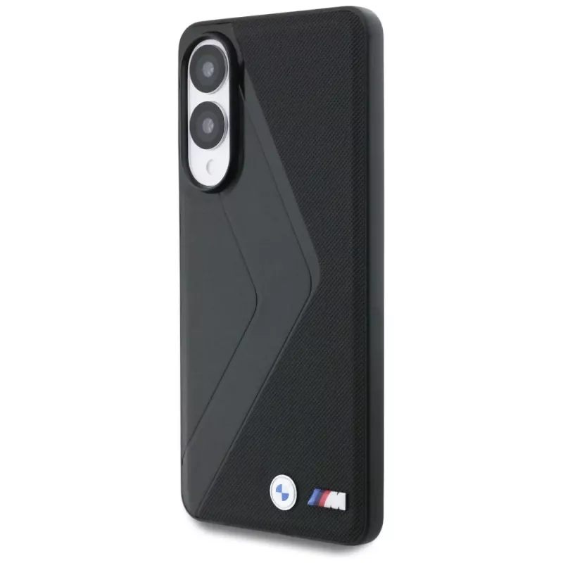 BMW Leder Oversized Stripes MagSafe puzdro pre Samsung Galaxy S25 Edge čierna