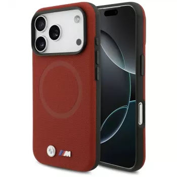 BMW M Series Metal Logo MagSafe zadné puzdro pre Apple iPhone 17 Pro, červené