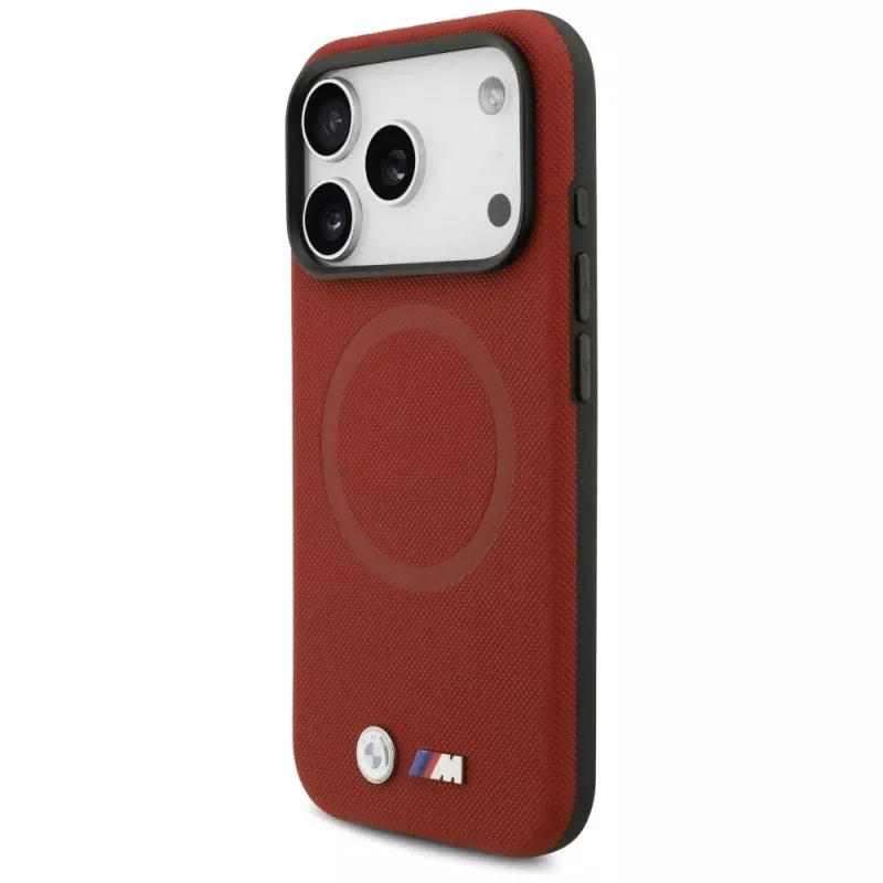 BMW M Series Metal Logo MagSafe zadné puzdro pre Apple iPhone 17 Pro, červené