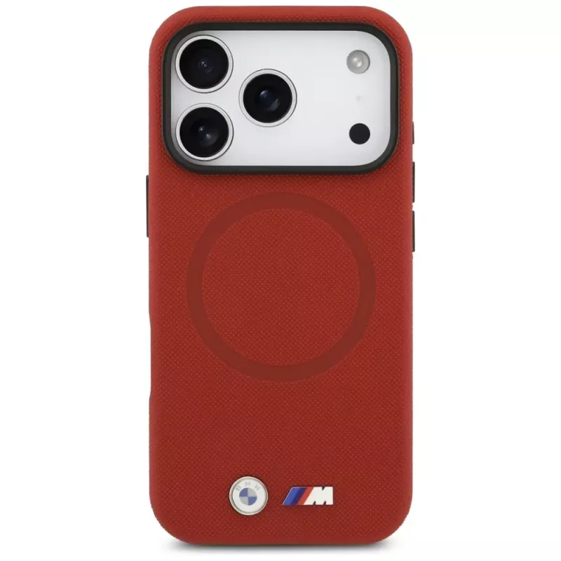 BMW M Series Metal Logo MagSafe zadné puzdro pre Apple iPhone 17 Pro, červené