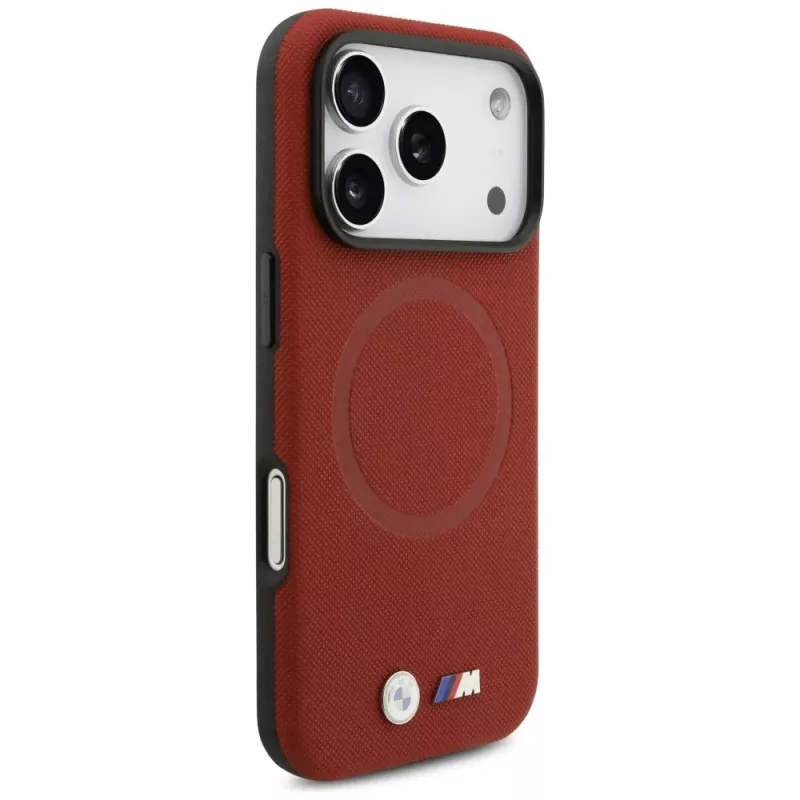 BMW M Series Metal Logo MagSafe zadné puzdro pre Apple iPhone 17 Pro, červené