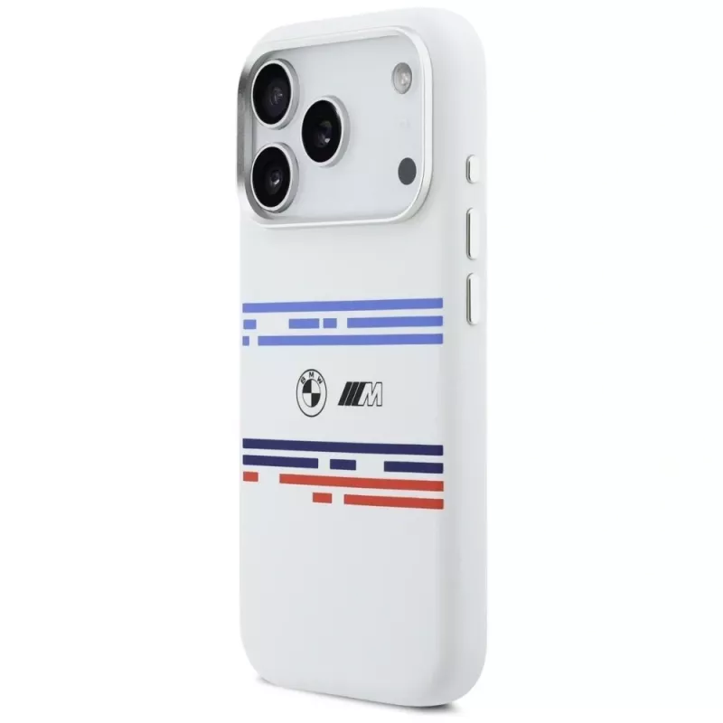 BMW M Silicon Horizontal Line MagSafe puzdro pre iPhone 17 Pro, biele