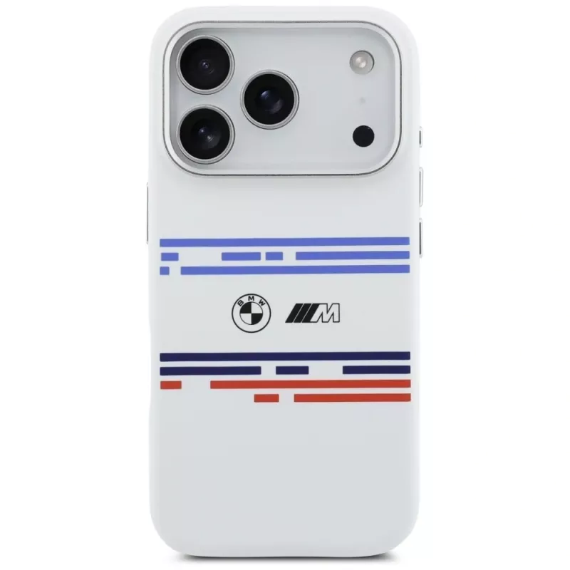 BMW M Silicon Horizontal Line MagSafe puzdro pre iPhone 17 Pro, biele