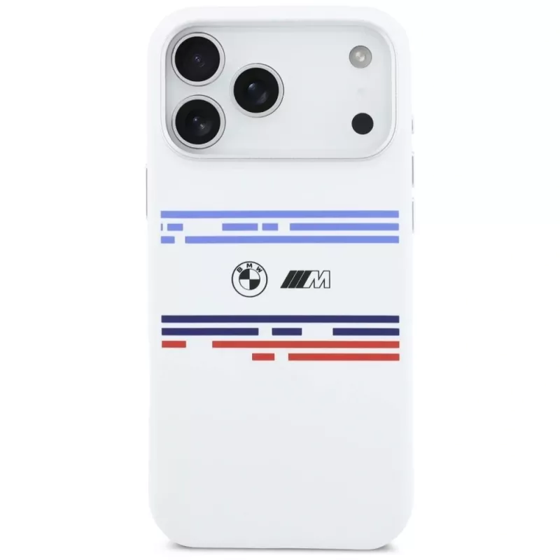 BMW M Silicon Horizontal Line MagSafe puzdro pre iPhone 17 Pro Max, biele