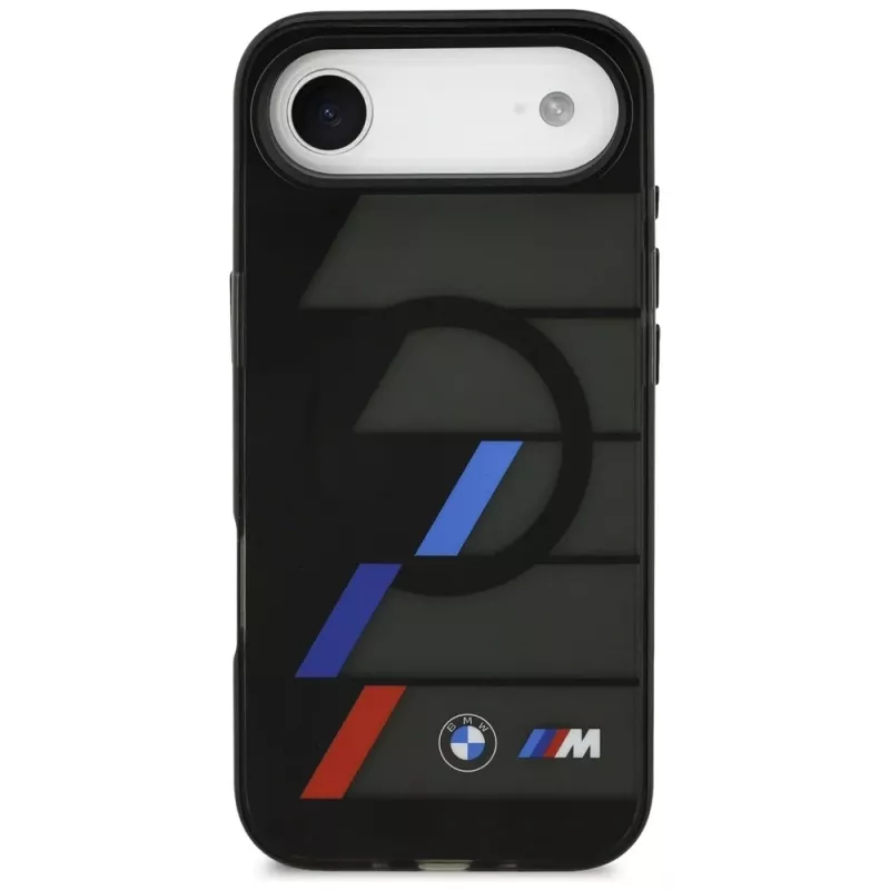 BMW M IML Metal Buttons Tricolor Lines puzdro MagSafe pre Apple iPhone Air, čierne
