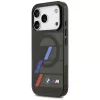 BMW M IML Metal Buttons Tricolor Lines puzdro MagSafe pre iPhone 17 Pro čierne