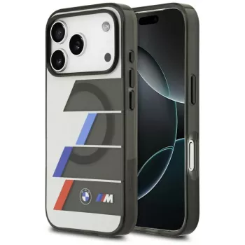 BMW M IML Metal Buttons Tricolor Lines MagSafe puzdro pre Apple iPhone 17 Pro, antracitové