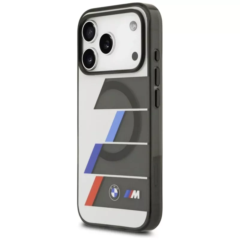 BMW M IML Metal Buttons TricolorLines MagSafe puzdro pre iPhone 17 Pro Max, antracitové